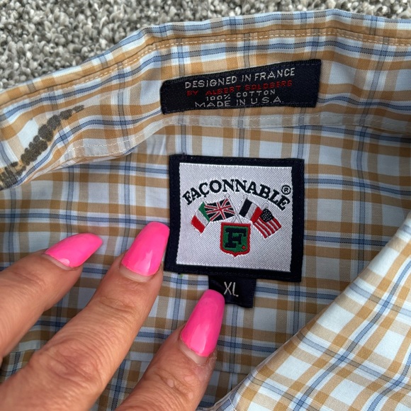 Facconable Short Sleeve Button Down Shirt Plaid Size XL - Made in USA - Picture 3 of 8